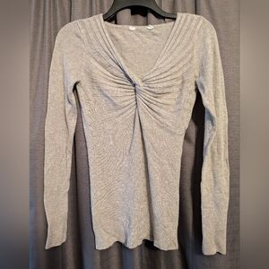 Gray V-Neck Ruched Women's Top Sz. L